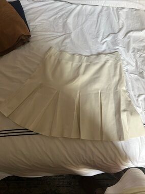J. Crew Cream Pleated Skater Skirt